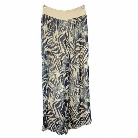 Bellambra Italy Womens Silk Blend Palazzo Pants Size L Wide Leg Resort Boho - Picture 3 of 15